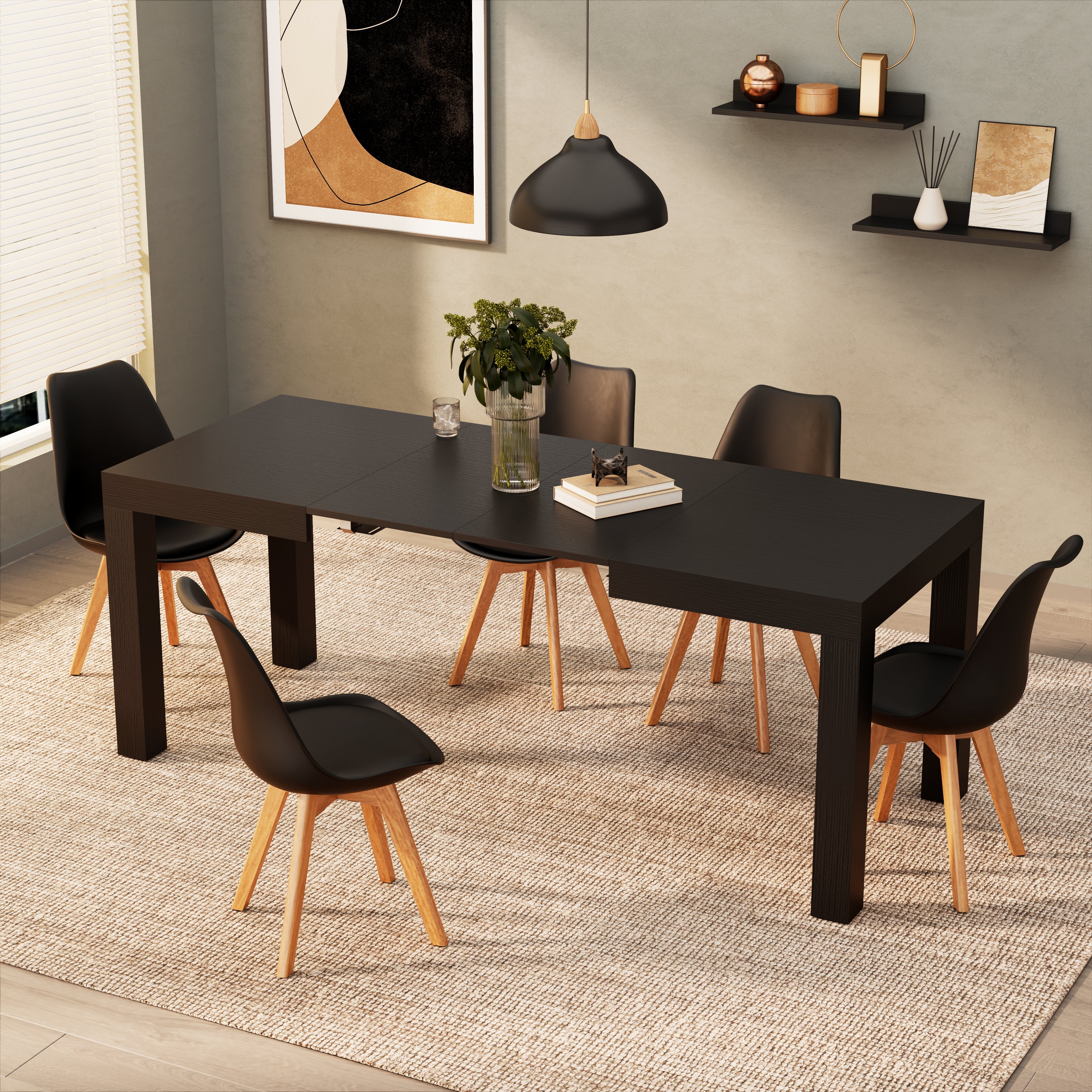 Table extensible First — Frêne Noir — 120(200)x80 cm