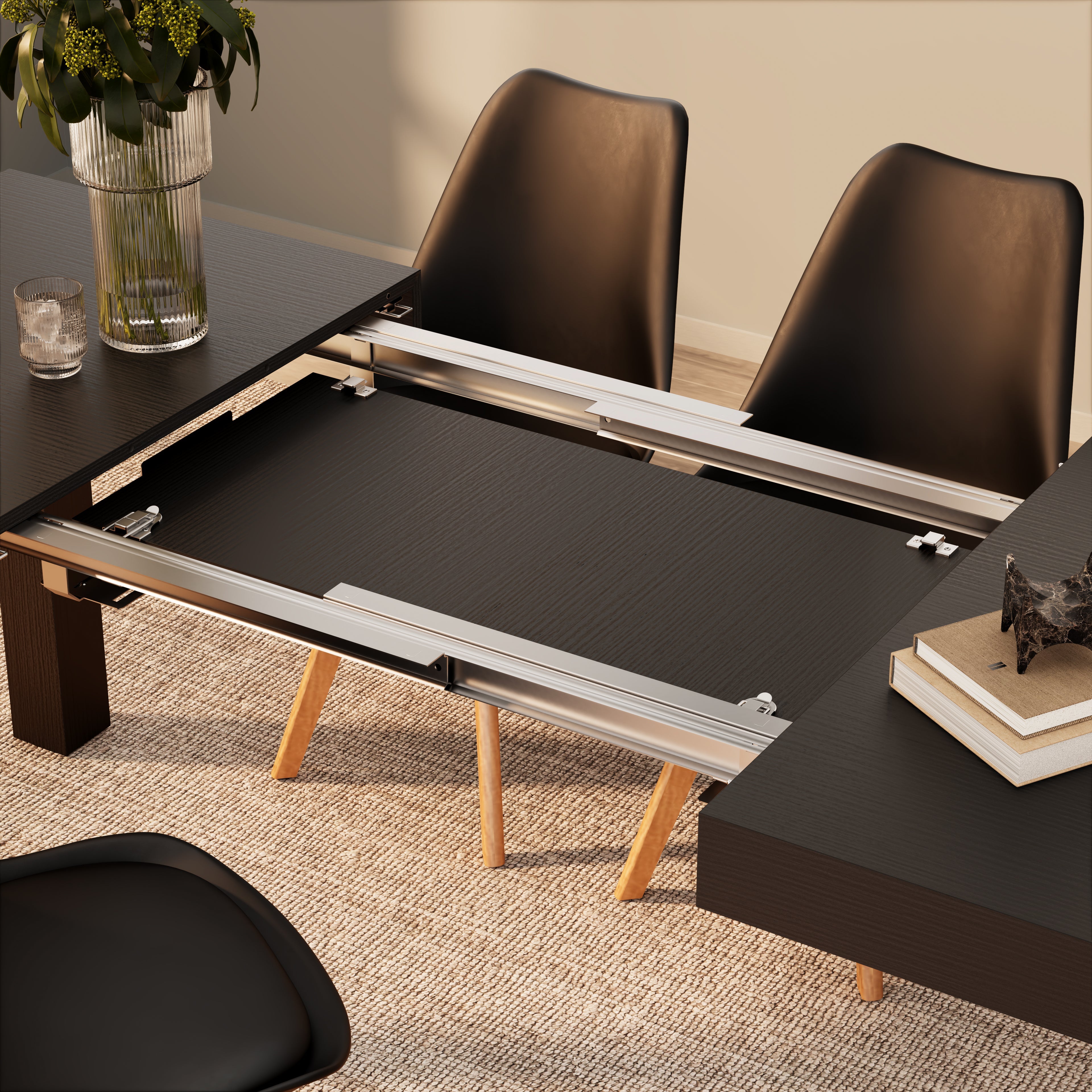 Table extensible First — Frêne Noir — 120(200)x80 cm