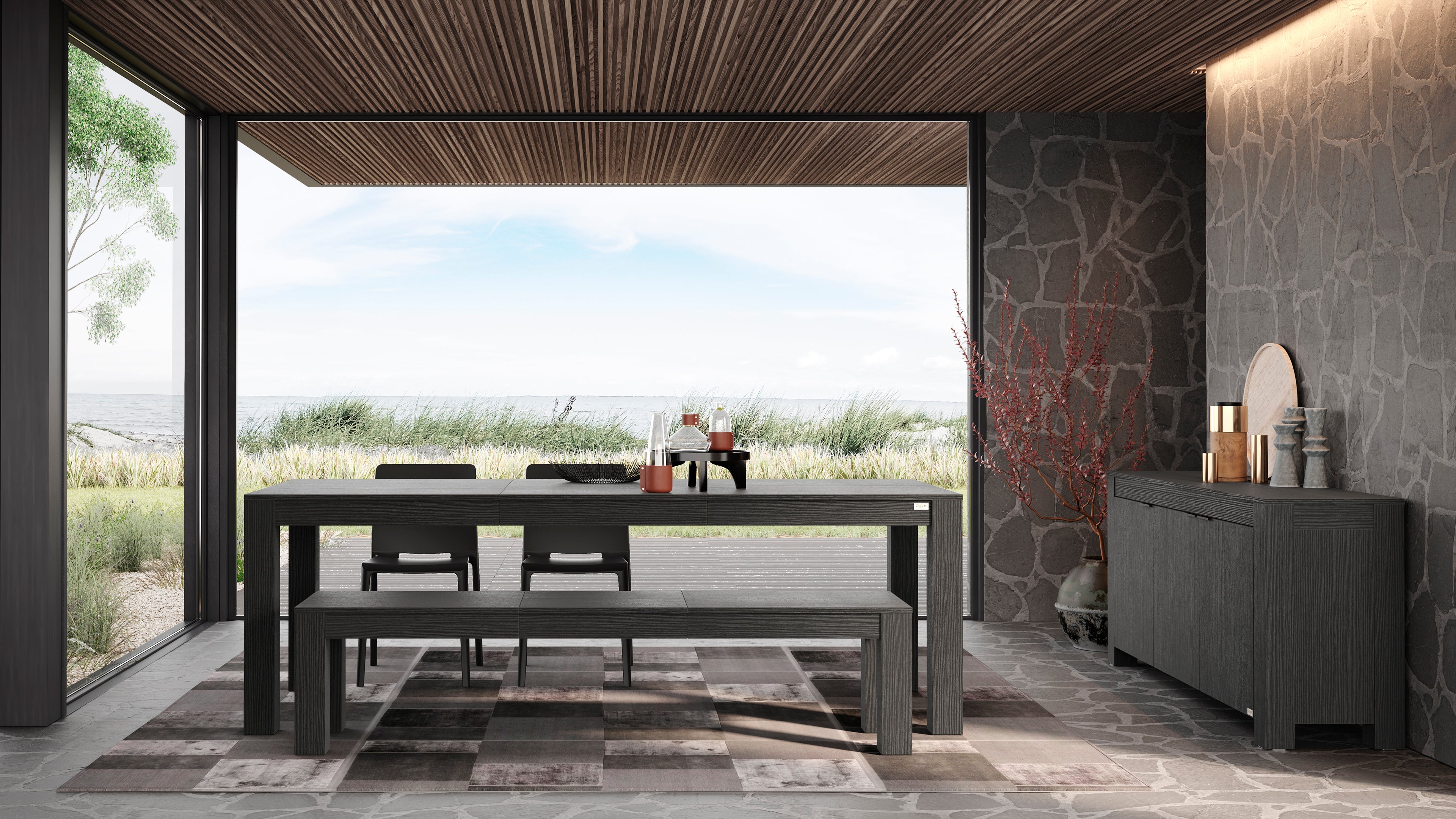 Table extensible Rachele — Frêne Noir — 160(225)x90 cm