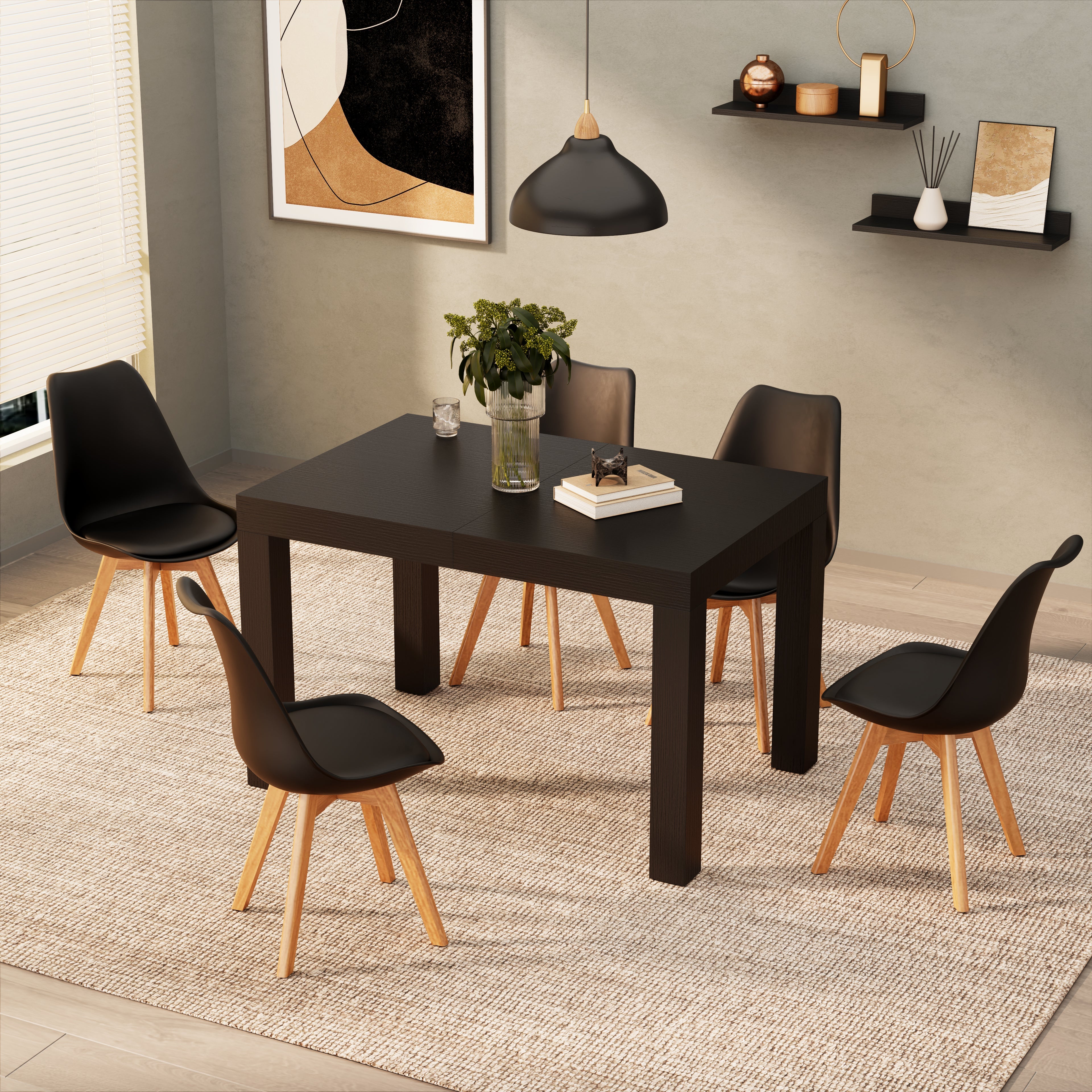 Table extensible First — Frêne Noir — 120(200)x80 cm