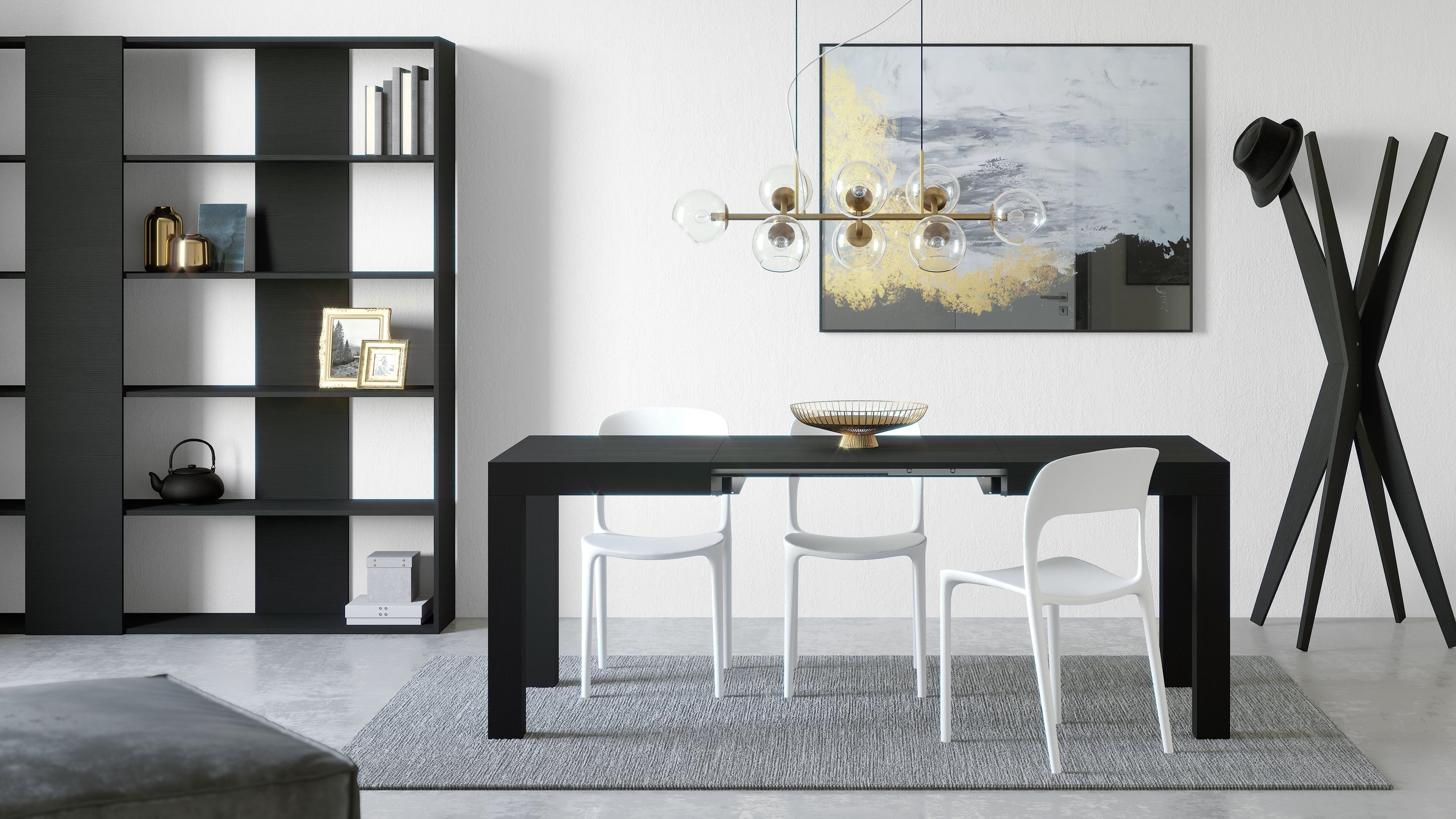 Table extensible First — Frêne Noir — 120(200)x80 cm