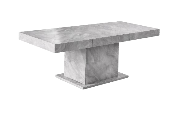 Table extensible MARMORIS 140/180 x 80 x 76 cm – Effet marbre gris avec meuble intégré